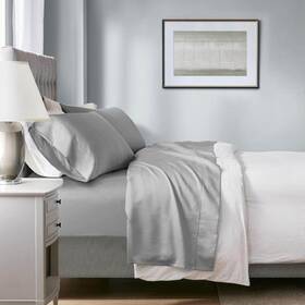 Br20-1868 Beautyrest 1000 Thread Count Heiq 4-piece Grey Cotton Blend Solid Queen Cooling Sheet Set