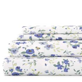 Becky Cameron 816651027408 Sheet Sethypoallergenic Blossoms Polyester Light Blue 4-piece Becky Cameron 816651027408 Sheet Sethypoallergenic Blossoms Polyester Light Blue 4-piece