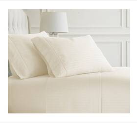 Becky Cameron 842933137268 4-piece Ivory Striped Microfiber Queen Sheet Set Becky Cameron 842933137268 4-piece Ivory Striped Microfiber Queen Sheet Set