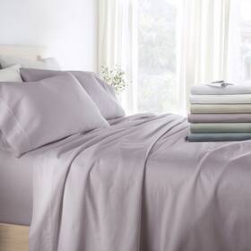 90597337 Becky Cameron 300 Thread Count 100% Cotton 4 Piece Solid Sheet Set Sateen Weave -