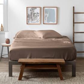 Ieh-4pc-bam-q-ta Becky Cameron 4-piece Sheet Set Queen-size 300 Thread Count Rayon Solid Taupe