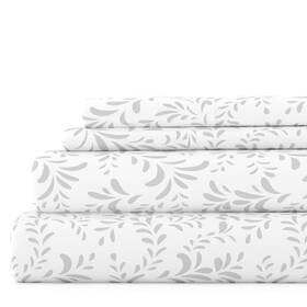 Ieh-4pc-bov-ck-gr Becky Cameron Sheet Set California King Hypoallergenic Polyester Floral Gray