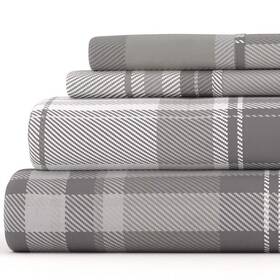 Ieh-4pc-fpl-queen-lgray Becky Cameron Premium 4 Piece Light Gray Plaid Flannel Queen Sheet Set Ieh-4pc-fpl-queen-lgray Becky Cameron Premium 4 Piece Light Gray Plaid Flannel Queen Sheet Set