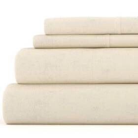 Ieh-4pc-fsd-king-ivory Becky Cameron Sheet Sets King Flannel Hypoallergenic Soft Imported Solid Ivory
