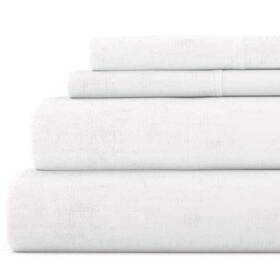 Ieh-4pc-fsd-king-white Becky Cameron Home Decor King Flannel Cotton Deep Pocket Hypoallergenic White