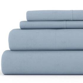 Ieh-4pc-fsd-queen-lnavy Becky Cameron Sheet Sets Flannel Cotton Hypoallergenic Easy Care Light Navy