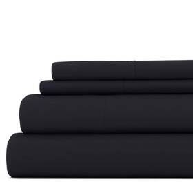 Ieh-4pc-king-bl Becky Cameron Sheet Set King Hypoallergenic Polyester Solid In Black 4-piece