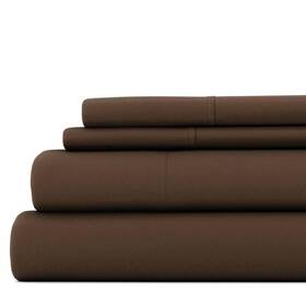 Ieh-4pc-king-ch Becky Cameron King Sheet Set 4-pcs Microfiber Deep Pocket Machine Wash Chocolate