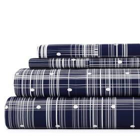 Ieh-4pc-po-ck-na Becky Cameron California King Size Sheet Set 4-pcs Microfiber Deep Pocket Navy