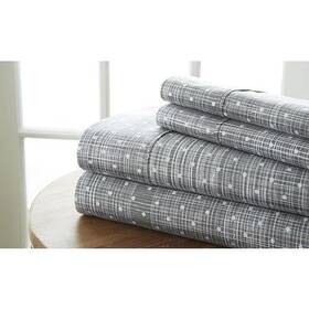 Ieh-4pc-poka Becky Cameron 4-pc. Ultra Soft Gray King Geometric Patterns Sheet Set