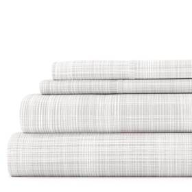 Ieh-4pc-th-k-gr Becky Cameron Sheet Sets King Microfiber Polyester Striped Hypoallergenic Gray