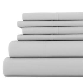 Ieh-6pc-k-lg Becky Cameron Sheet Set King Antimicrobial Polyester In Light Gray 6-piece