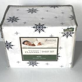 Bed Bath & Beyond 807000140138 Heavy Weight Flannel Full Sheet Set Snowflakes Cotton Warm
