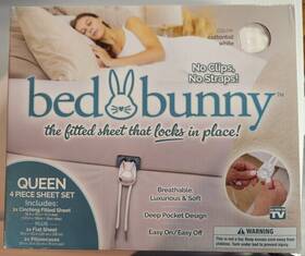 Bed Bunny 097208040822 4 Piece Queen The Fitted Sheet That Locks In Place White Bed Bunny 097208040822 4 Piece Queen The Fitted Sheet That Locks In Place White