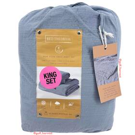 Sle-1046 Bed Theory Co. Gauze Supreme Comfort 4-piece Sheet Set - Quarry Blue King Size
