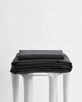 Bed Threads 357140012310 100% French Flax Linen Sheet Set In Charcoal- King- New With Tags