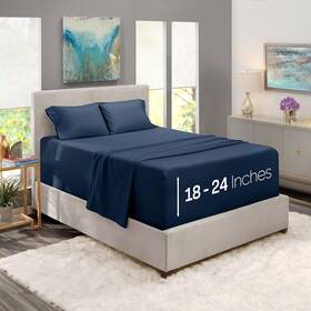 Bedding 313100481410 Extra Deep Pocket Sheets - Fits Mattress 18-24 Inches Qu Bedding 313100481410 Extra Deep Pocket Sheets - Fits Mattress 18-24 Inches Qu