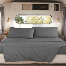 B07f3pl315 Bedding Grey Rv Queen Sheets Super Soft Short For Camper 4 Piece 1
