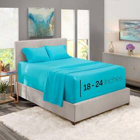 Nb214pc-k-bchblu Bedding Bed Sheet Set King - Deep Pocket 4 Piece Bright Blue Microfiber