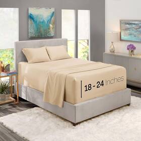 Nb214pc-q-bgecrm Bedding Extra Deep Pocket Sheets - Fits Mattress 18-24 Inches Qu