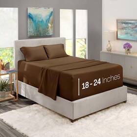 Nb214pc-q-chocbrwn Bedding Extra Deep Pocket Sheets - Fits Mattress 18-24 Inches Qu