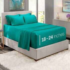 Nb216pc-f-teal-fba-mx Bedding Extra Full Size Sheets Deep Pocket Set - 6 Pc Soft Microfiber S