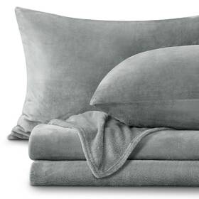 Bedelite 762917385884 Flannel Sheets Queen Size Grey - Super Soft Fleece Set Fluffy Extra Pl