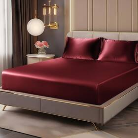 Beusa6s1d5qu Bedelite Satin Fitted Sheet And Pillowcases Set Luxury Soft Similar To Silk Bottom Be