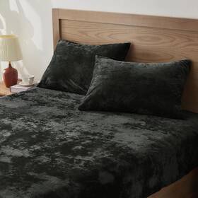 Beusa6s3b1ki Bedelite Velvet Fitted Sheet And Pillowcases Set Luxury Soft Fuzzy Bottom