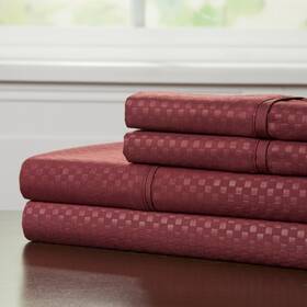 66a-97540 Bedford Home Embossed Sheet Set Full Burgundy Soft Durable Bedding For Comfortable Sleep 66a-97540 Bedford Home Embossed Sheet Set Full Burgundy Soft Durable Bedding For Comfortable Sleep