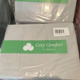 10174003991 Bedsure #10174003991 Cozy Comfort Queen Light Gray Solid Sheet Set 90x102 Machine Wash