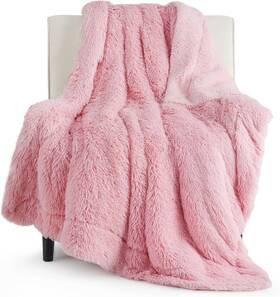 Bedsure 841745155972 Gentlesoft Fluffy Pink Throw Blanket 50 Inch X 60 03