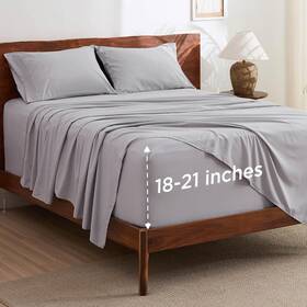 Bedsure 841745182732 Gentlesoft Deep Pocket Queen Sheets Set - Fits 01 Light Grey