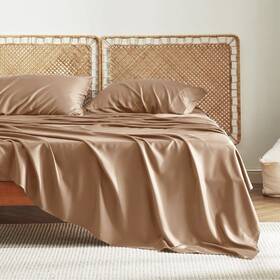 Tnq-4pc Bedsure Queen Bed Sheet Set Cooling Bamboo Bedsheet And Pillowcases Color Taupe