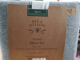 Bee & Willow 665721153154 New And Queen Size Flannel Cotton Sheet Set Grey Heather Bee & Willow 665721153154 New And Queen Size Flannel Cotton Sheet Set Grey Heather