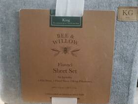 Bee & Willow 665721153161 New And King Size Flannel Cotton Sheet Set Grey Heather Bee & Willow 665721153161 New And King Size Flannel Cotton Sheet Set Grey Heather