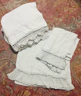 13538651515 Bella Notte Whisper King 100% Linen Sheet Set W Crochet Lace And 2 Pillowcases 13538651515 Bella Notte Whisper King 100% Linen Sheet Set W Crochet Lace And 2 Pillowcases