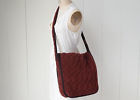 Bella Notte Velvet Quilted Messenger Bag With Flap Closure In Bordeaux Color 805379267869