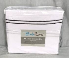 Inv00425 Bella Russo Brushed Microfiber Queen Sheet Set White Wrinkle Resistant Polyester