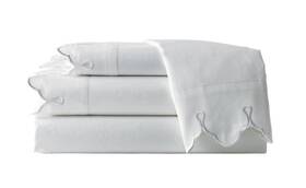 61100 Belle Epoque Scalloped Embroidered Twin White Sheet Set 61100 Belle Epoque Scalloped Embroidered Twin White Sheet Set