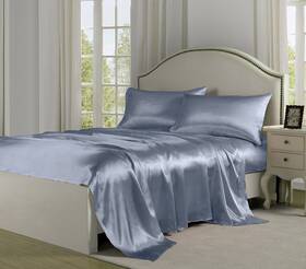 Belles & Whistles 010482338058 Satin Charmeuse Sheet Set Silver Full