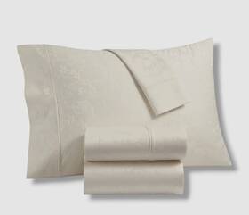 Bergen House 191790031289 Ivory Floral Vine 1000tc Egyptian Cotton 4pc Sheet Set Ftfullft