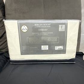 19802102003aqt Bergen House Full Sheet Set 1000tc Egyptian Cotton Ivory