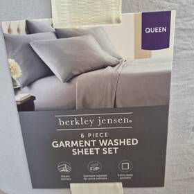 Berkley Jensen 888670161104 Garment-washed 6-pc Queen Sheet Set - Gray New