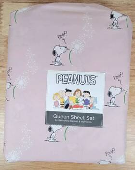 Berkshire 198062863319 Peanuts Snoopy Dandelion Poof Make A Wish 4 Pc Queen Sheet Set Spring Sheets
