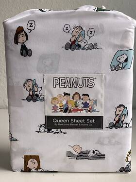 Berkshire 791551291893 Peanuts Snoopy Woodstock Charlie Brown Linus Sally Queen Size Soft Sheet Set New