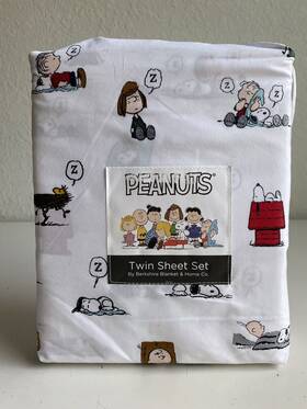 Berkshire 791551291930 Peanuts Snoopy Woodstock Charlie Brown Linus Sally Twin Size Soft Sheet Set New
