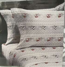 Berkshire 791551585480 Snoopy Peanuts Queen Sheet Set Winter Fun Fair Isle Snowflake Christmas Holiday