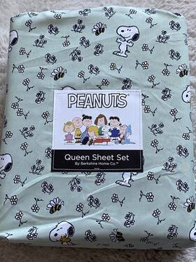 Berkshire 791551996828 Peanuts Snoopy Spring Bees Flowers Floral Queen Sz Sheet Set Soft Green New Berkshire 791551996828 Peanuts Snoopy Spring Bees Flowers Floral Queen Sz Sheet Set Soft Green New