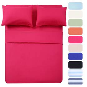 Best Season 728619224951 4 Piece Bed Sheet Set Queen Hot Pink 1 Flat Fitted And 2 Pill